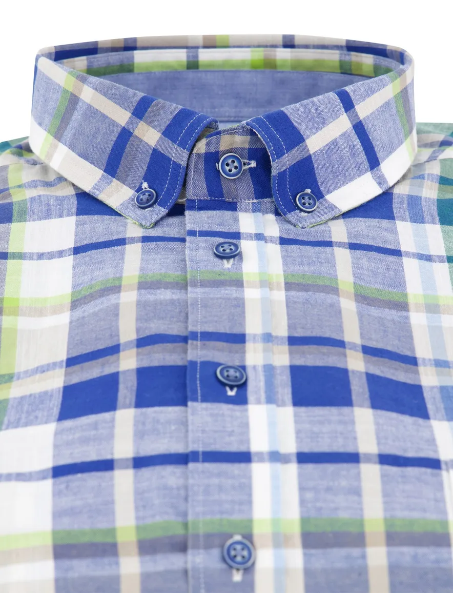 Gordiano overhemd blauw regular fit geruit