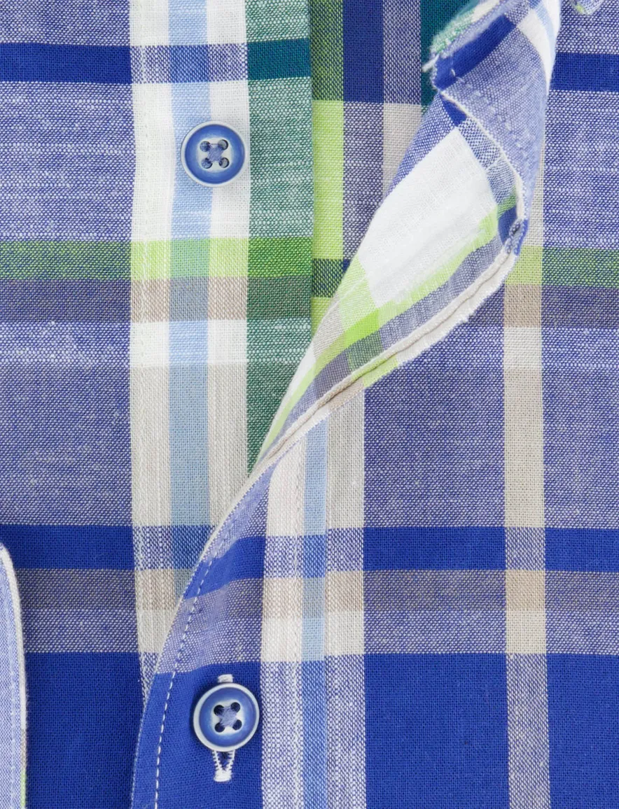 Gordiano overhemd blauw regular fit geruit