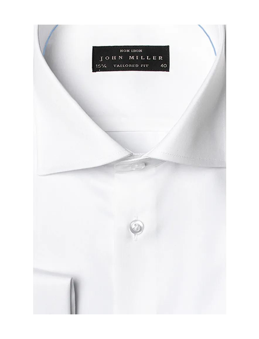 John Miller overhemd mouwlengte 7 slim fit spierwit uni katoen