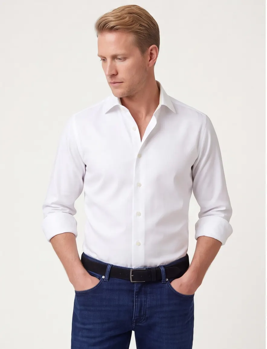 John Miller shirt tailored fit wit mouwlengte 7 easy care