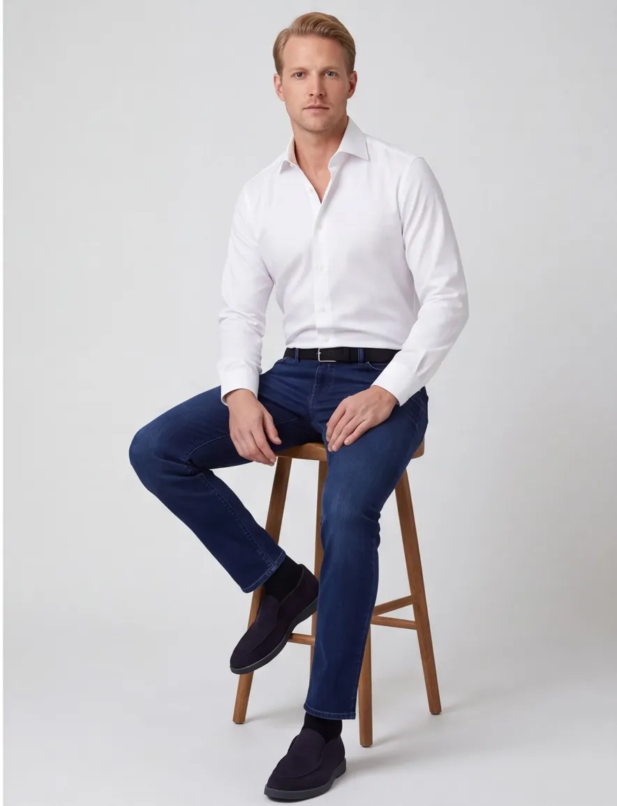 John Miller shirt tailored fit wit mouwlengte 7 easy care