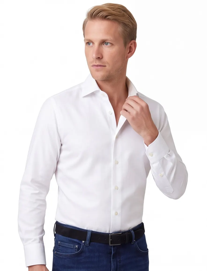 John Miller shirt tailored fit wit mouwlengte 7 easy care