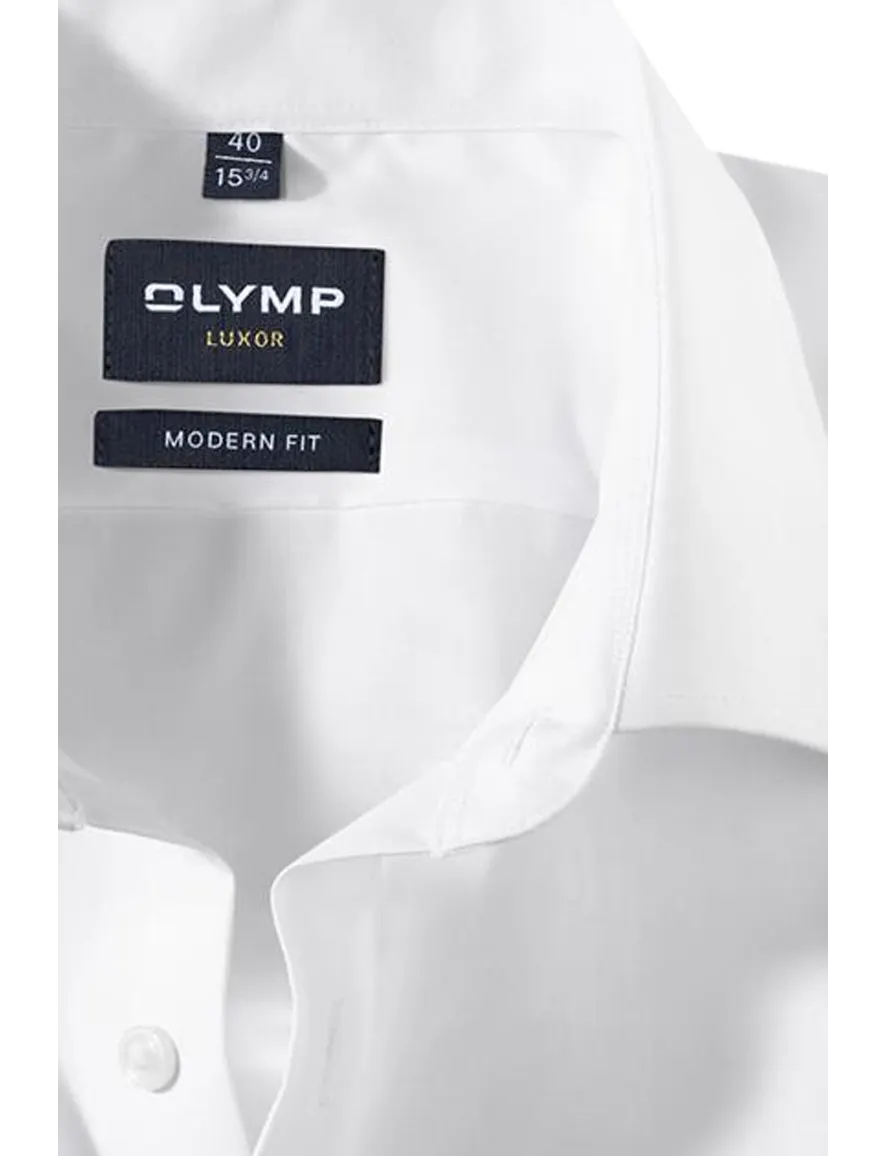overhemd korte mouw Olymp Luxor Modern Fit wit effen katoen normale fit