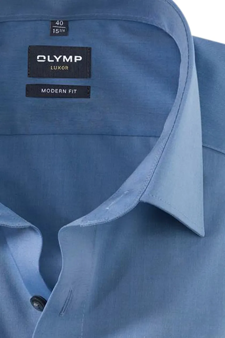 Olymp overhemd strijkvrij modern fit middenblauw
