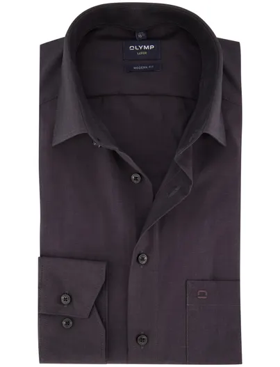 Olymp Aubergine zakelijk Olymp overhemd Luxor Modern Fit normale fit katoen