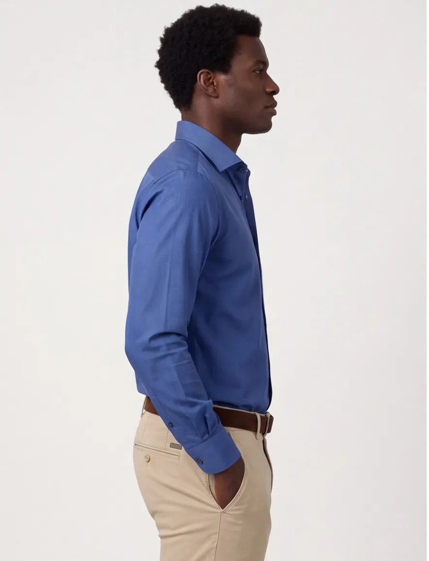 Olymp overhemd modern fit Chambray donkerblauw