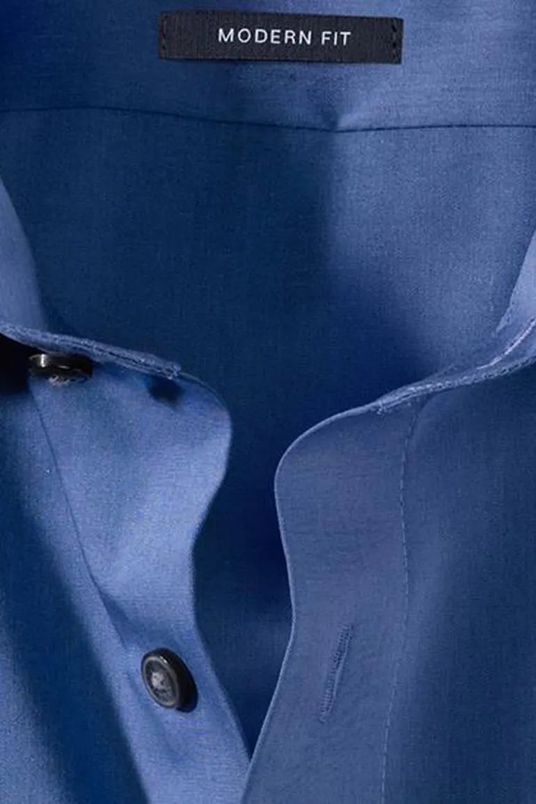 Olymp overhemd Chambray modern fit donkerblauw
