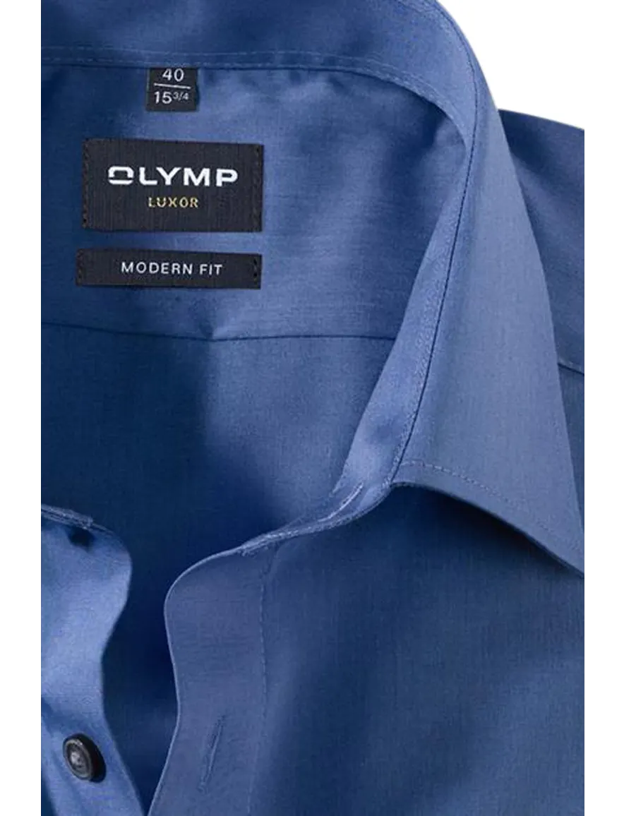 Olymp overhemd Chambray modern fit donkerblauw