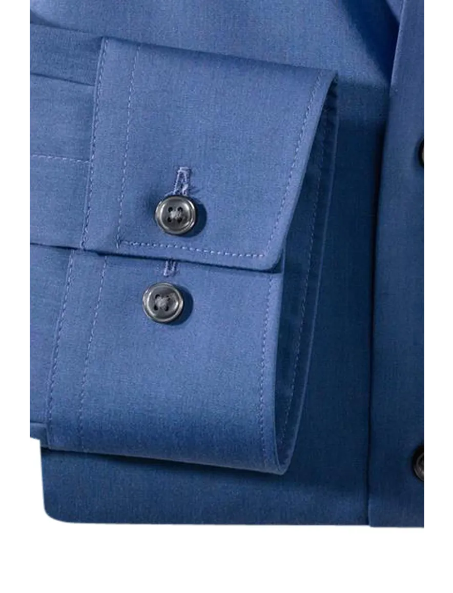Olymp overhemd Chambray modern fit donkerblauw