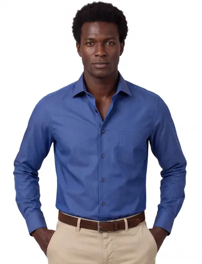Olymp Olymp overhemd Chambray strijkvrij modern fit donkerblauw