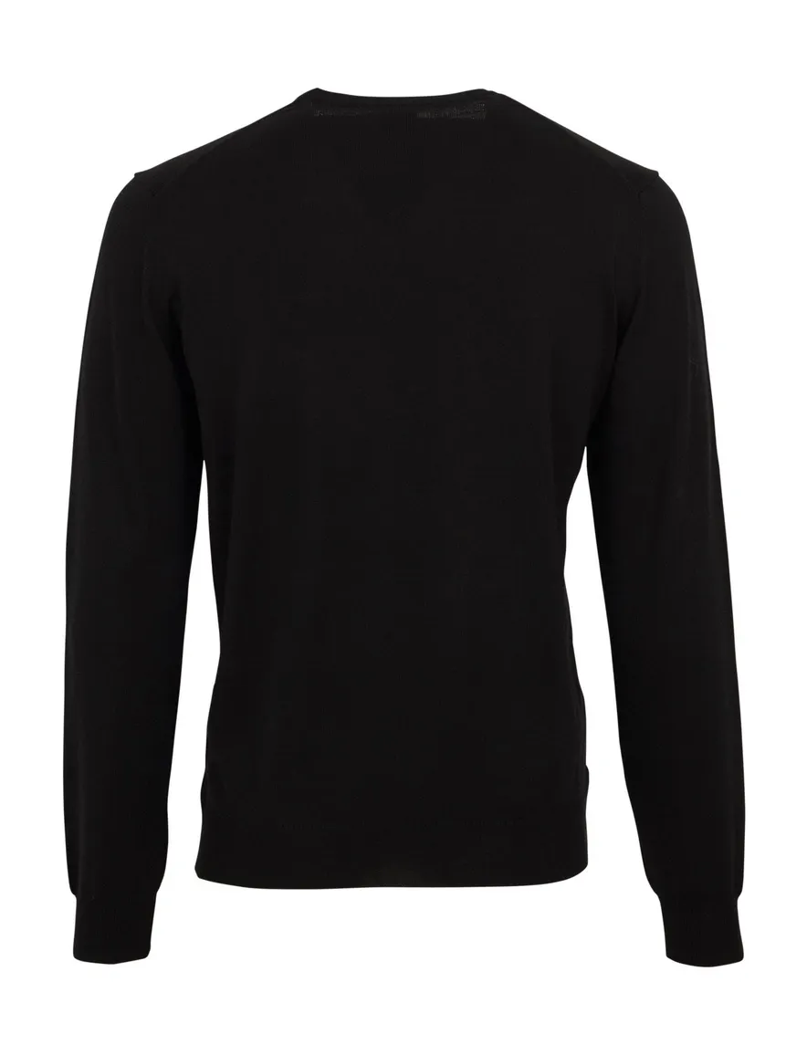 Olymp pullover zwart met v-hals merinwol