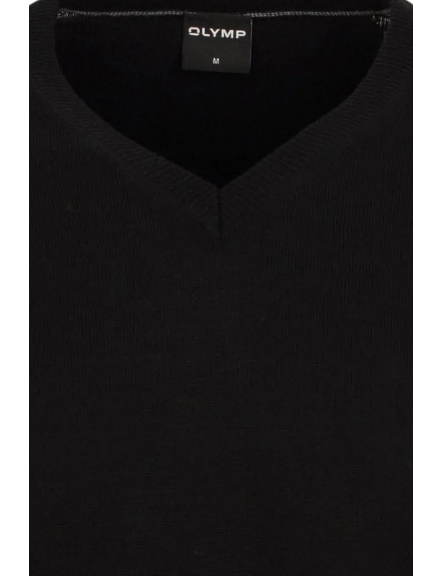 Olymp pullover zwart met v-hals merinwol