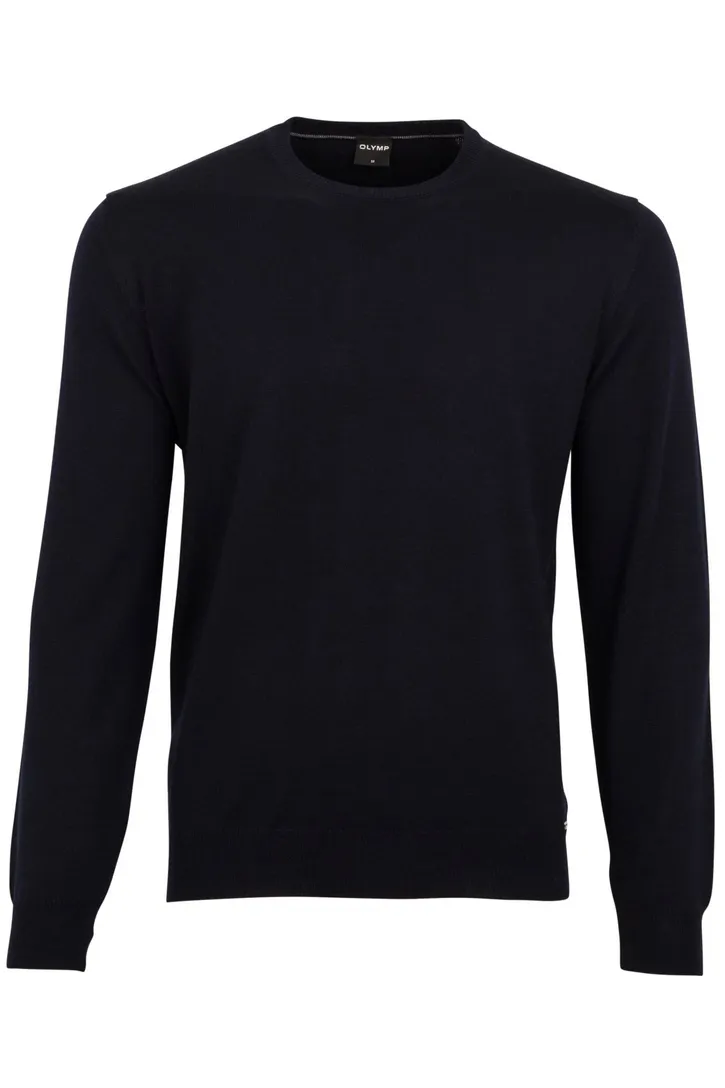 Olymp pullover ronde hals marineblauw merinowol