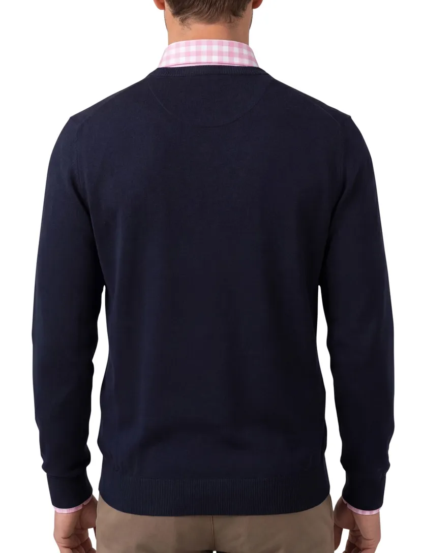Olymp pullover ronde hals marineblauw merinowol