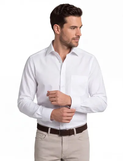 Olymp Olymp overhemd mouwlengte 7 Luxor Comfort Fit wit effen katoen wijde fit