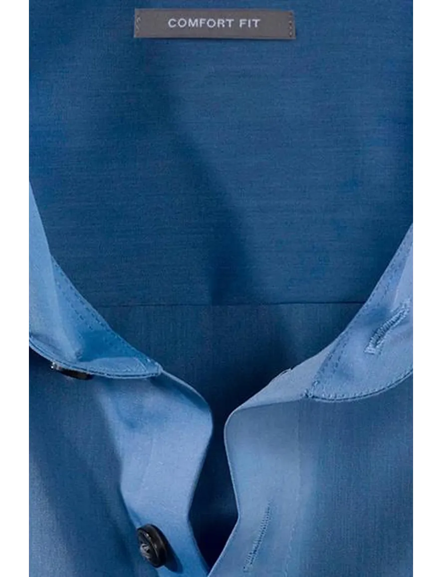Olymp overhemd blauw zwarte knoop Luxor