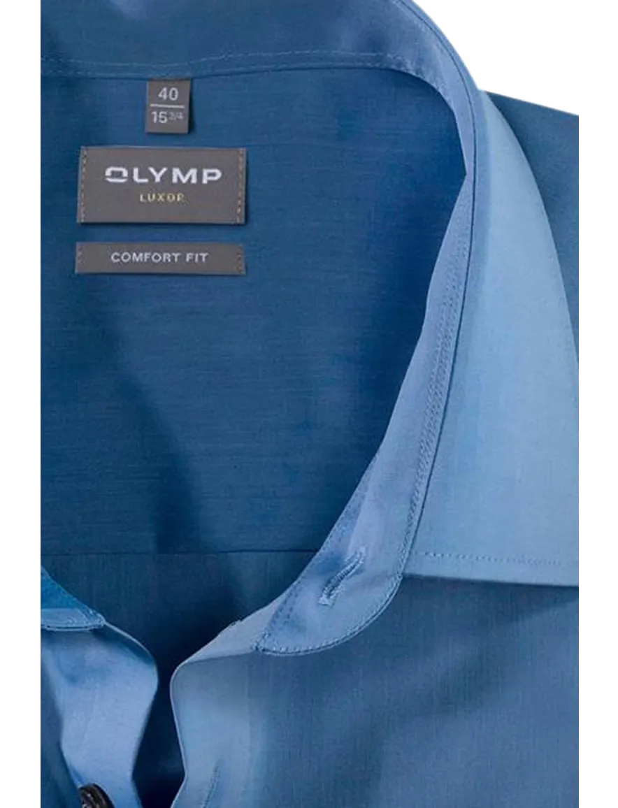 Olymp overhemd blauw zwarte knoop Luxor