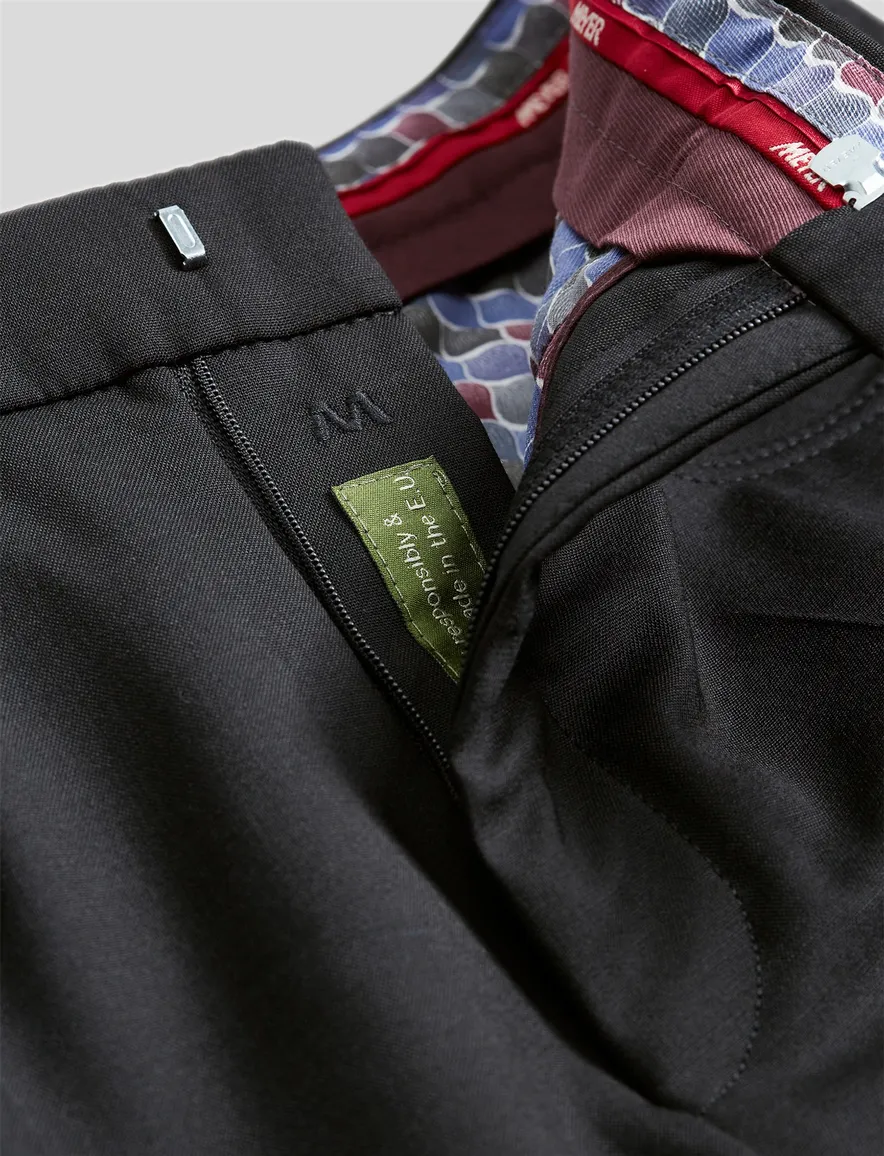 Meyer wollen pantalon Diego zwart effen