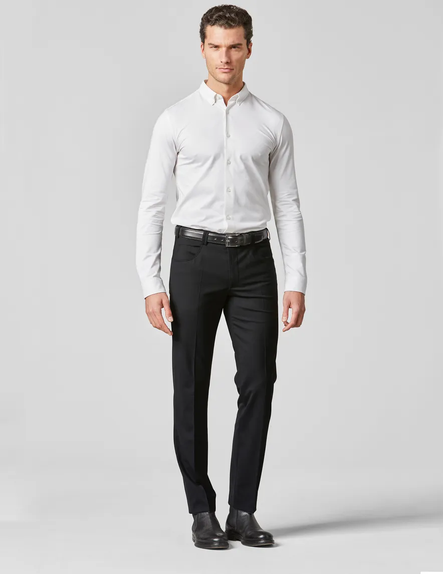 Meyer wollen pantalon Diego zwart effen