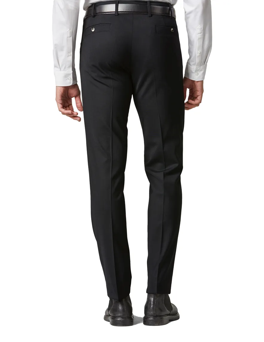 Meyer wollen pantalon Diego zwart effen