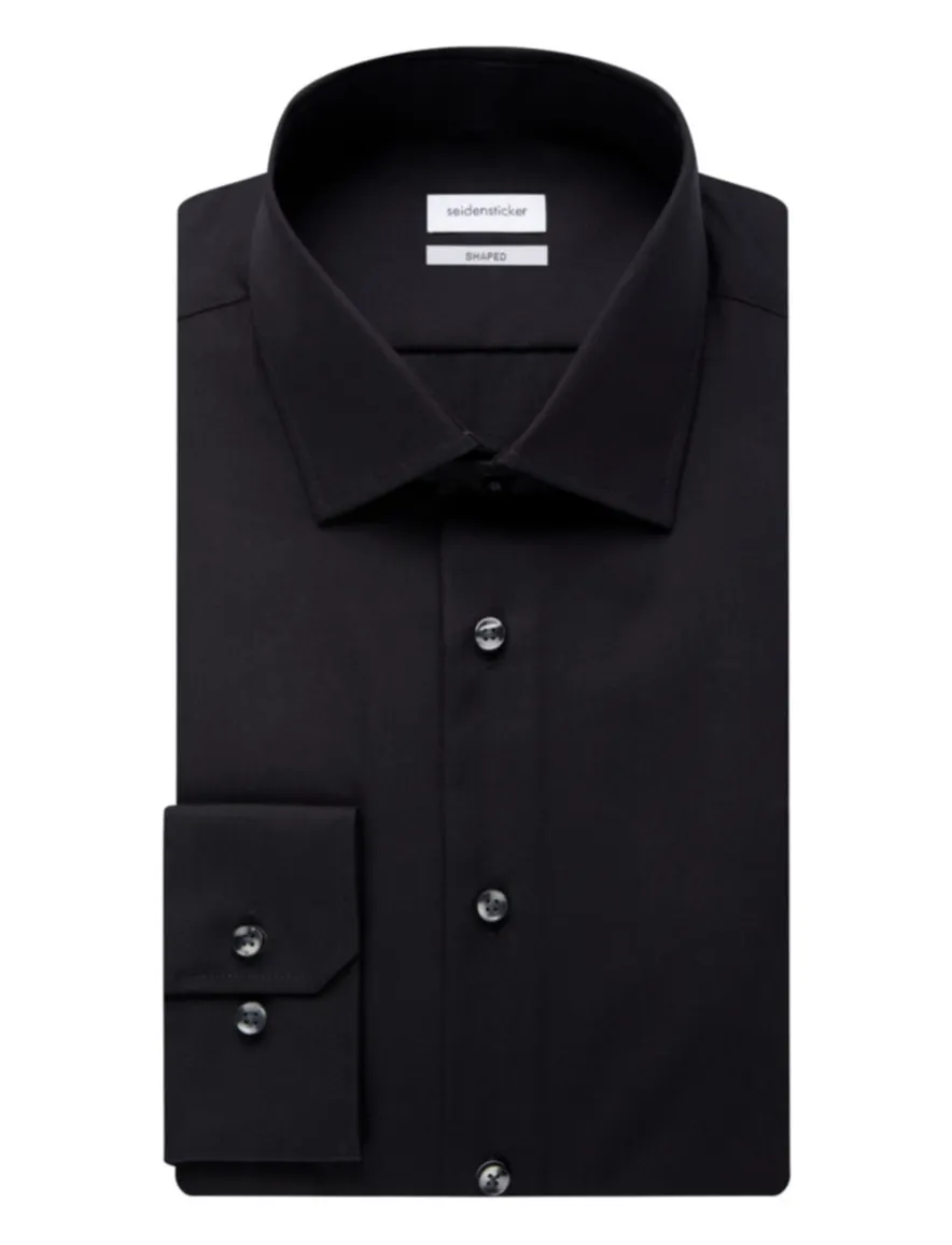 Seidensticker overhemd effen zwart slim fit