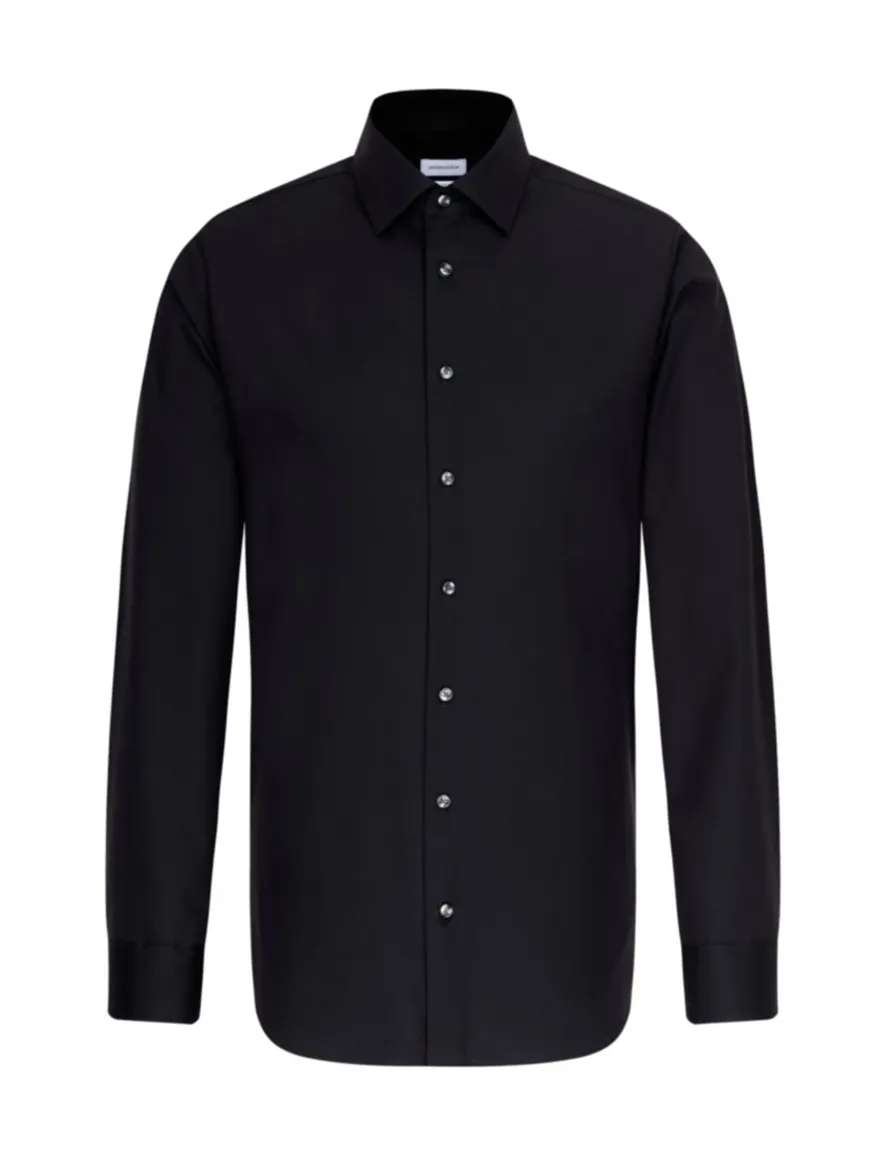 Seidensticker overhemd effen zwart slim fit