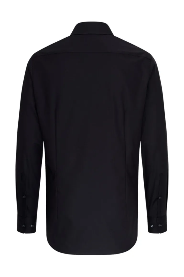 Seidensticker overhemd effen zwart slim fit