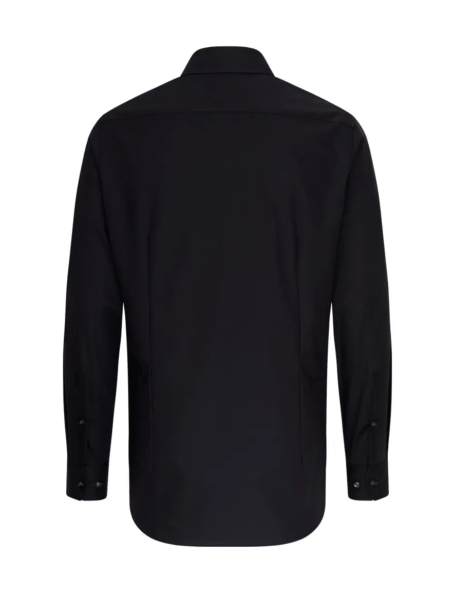 Seidensticker overhemd effen zwart slim fit