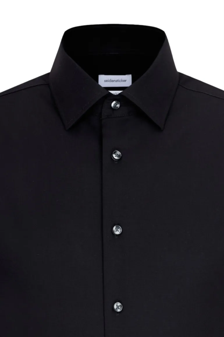 Seidensticker overhemd effen zwart slim fit