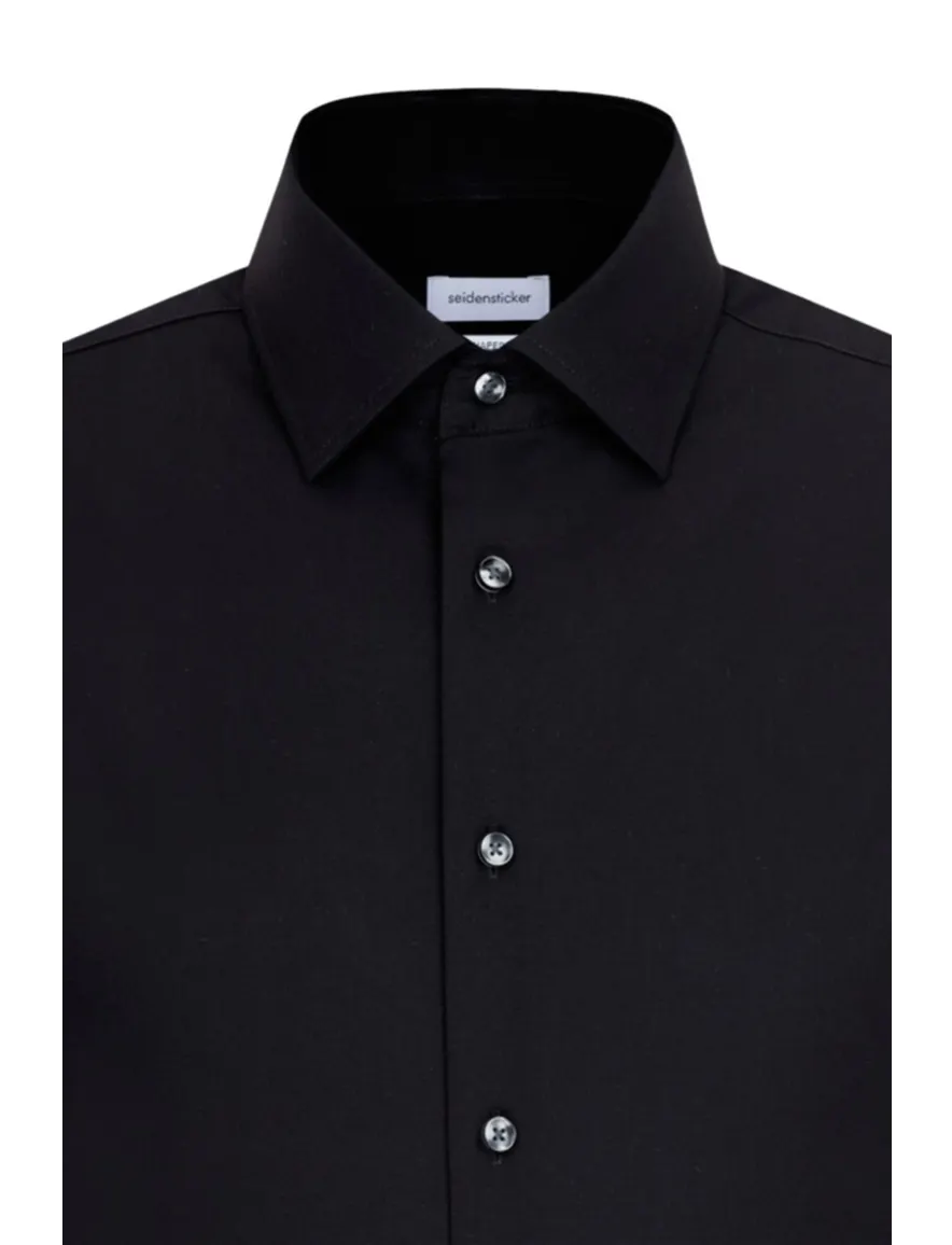 Seidensticker overhemd effen zwart slim fit