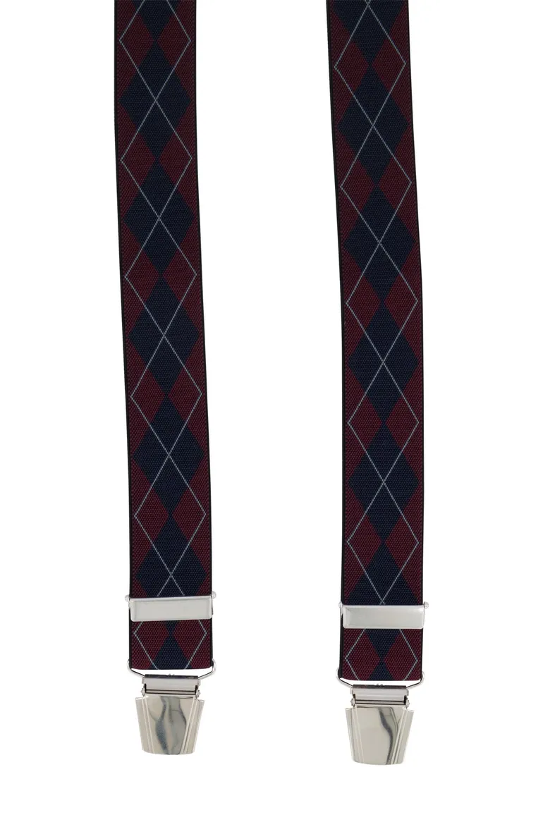 Lindenmann bretels bordeaux navy motief