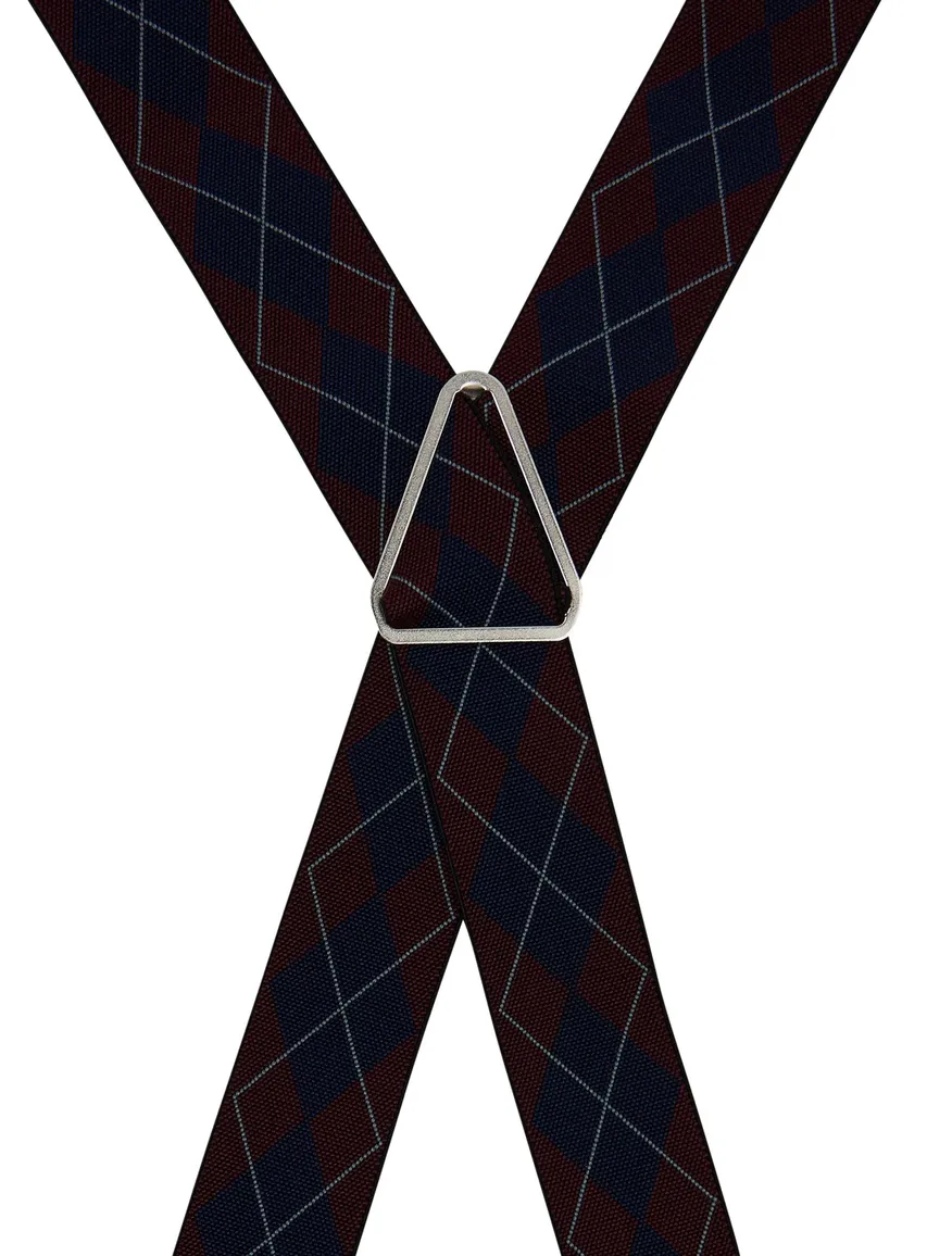 Lindenmann bretels bordeaux navy motief