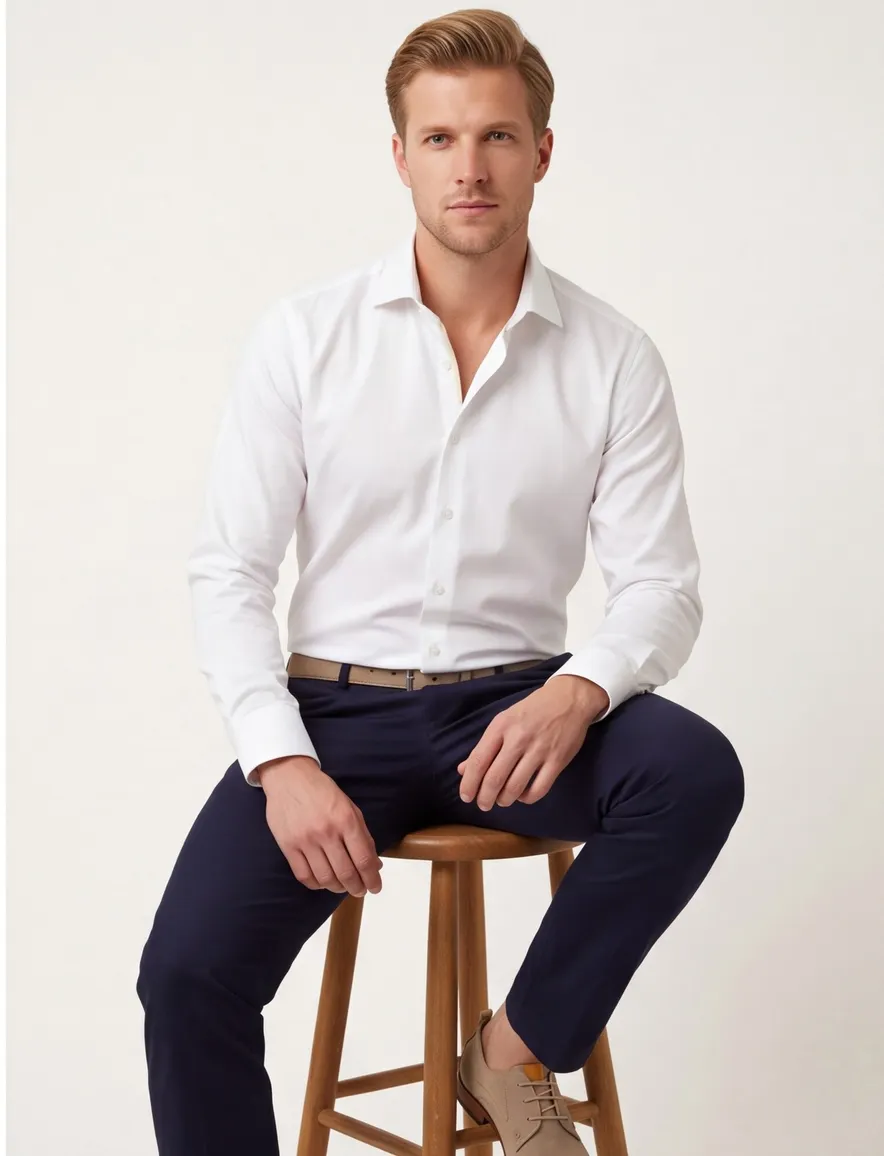 Ledub overhemd Tailored Fit antiek wit