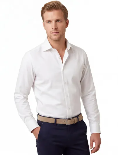 Ledub Ledub tailored fit overhemd ivoorwit