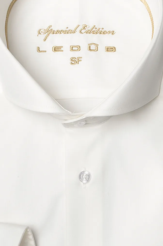 Ledub overhemd ecru slim fit cut-away