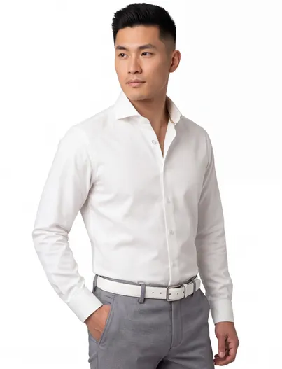 Ledub Ledub overhemd ecru slim fit cut-away