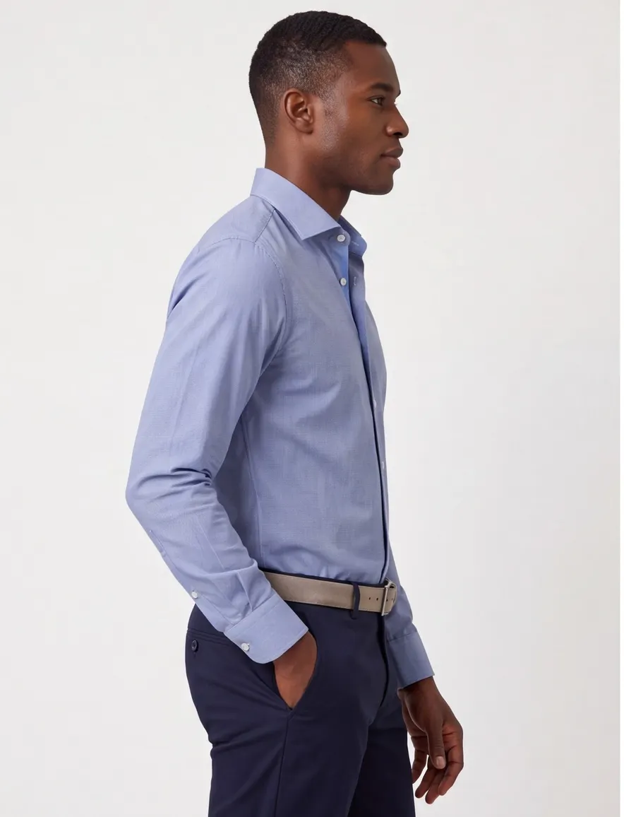 Olymp overhemd Level 5 body fit blauw structuur