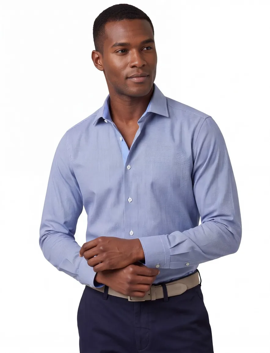 Olymp overhemd Level 5 body fit blauw structuur