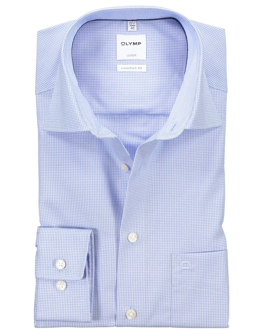 Olymp Luxor overhemd non iron blue check