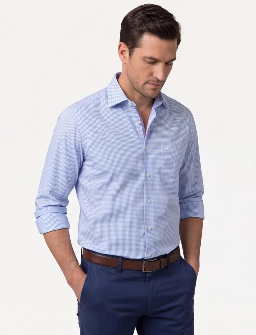 Olymp Luxor overhemd non iron blue check