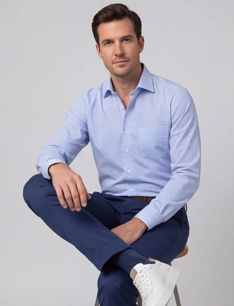 Olymp Luxor overhemd non iron blue check