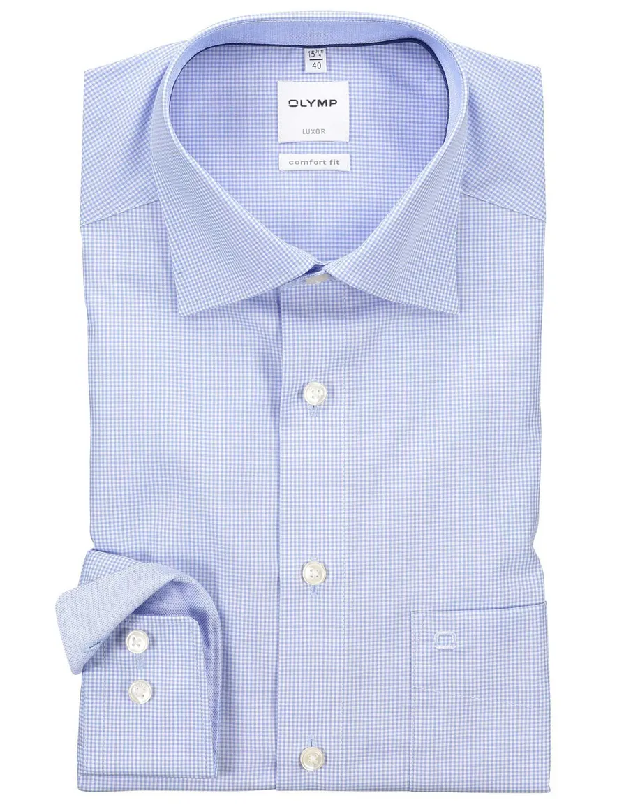 Olymp Luxor overhemd non iron blue check