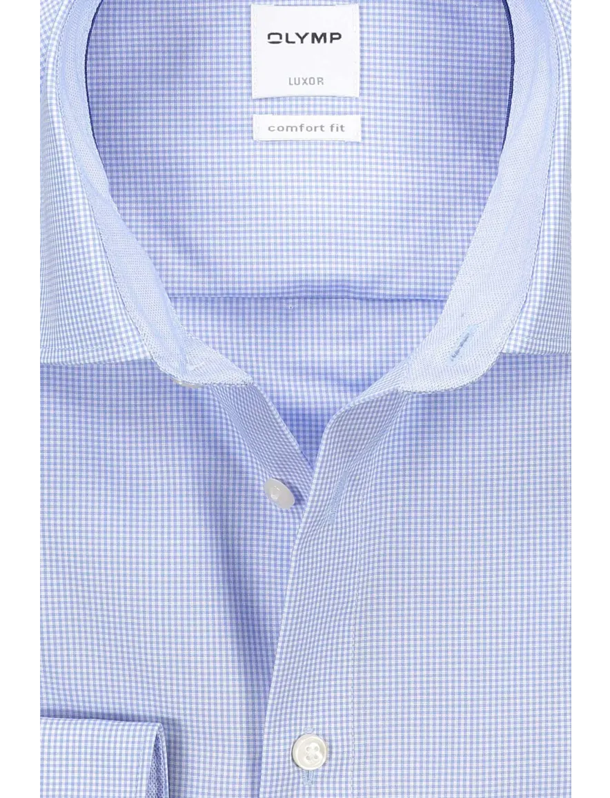 Olymp Luxor overhemd non iron blue check