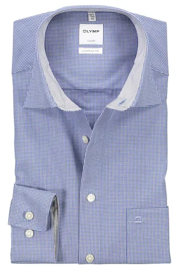 Olymp Olymp comfort fit overhemd subtiel ruitje navy