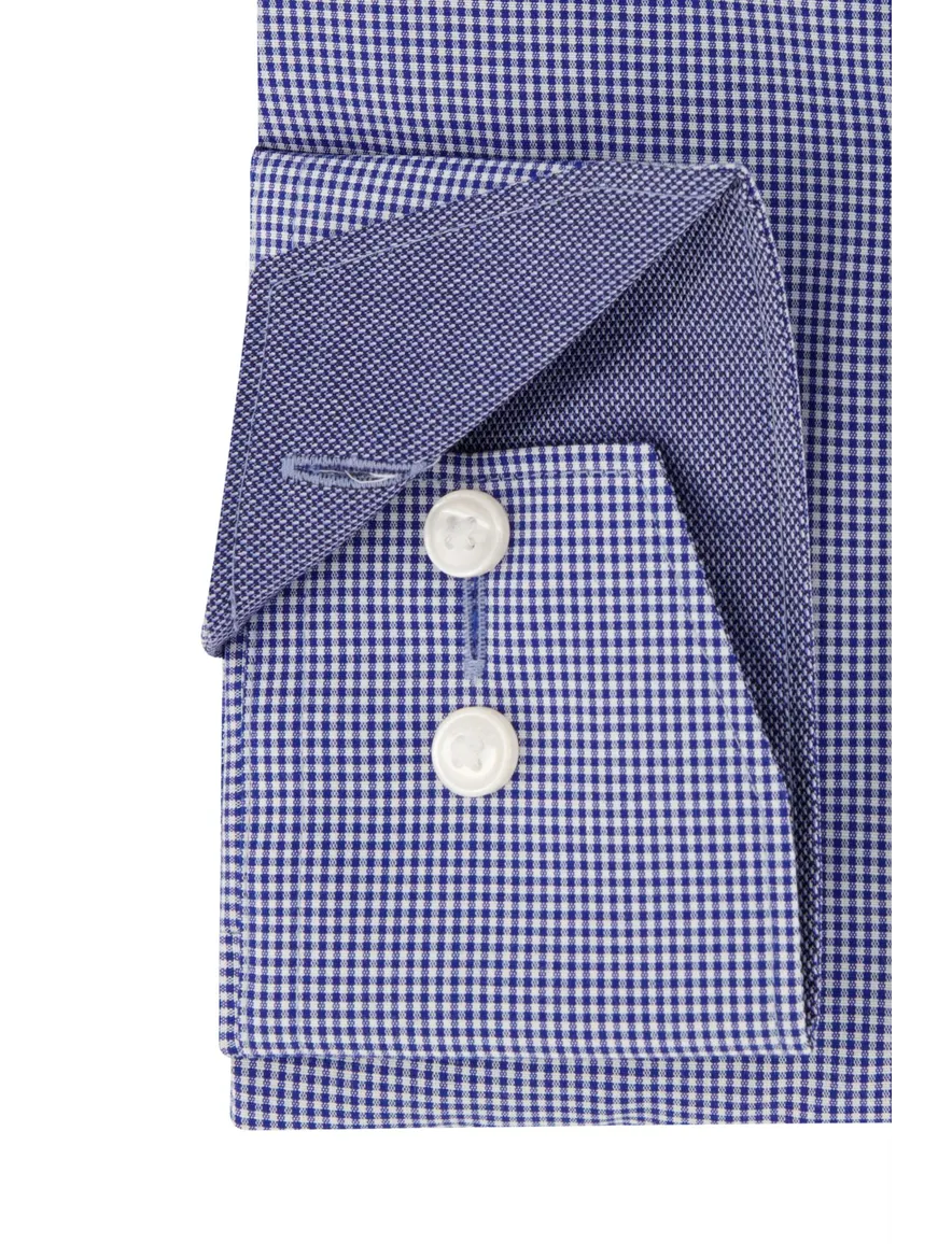 Olymp Luxor modern fit overhemd vichy navy