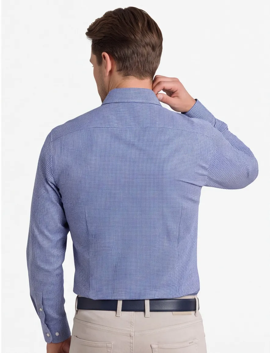 Olymp Luxor modern fit overhemd vichy navy