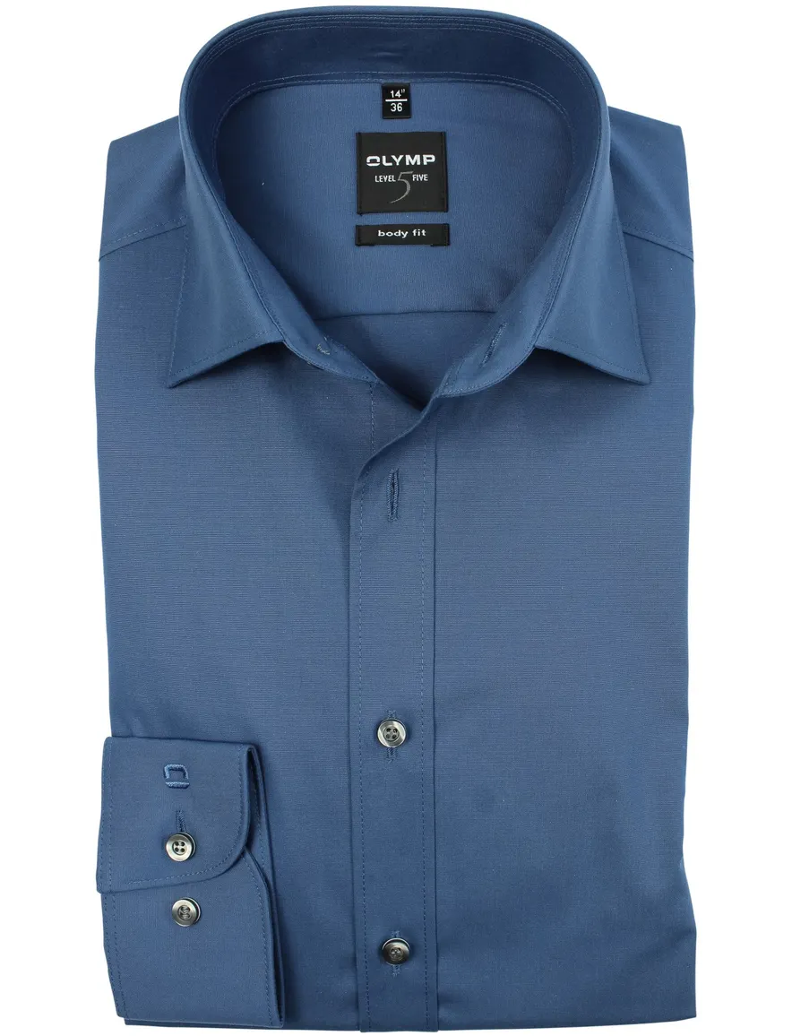 Olymp Level 5 overhemd rafblauw body fit