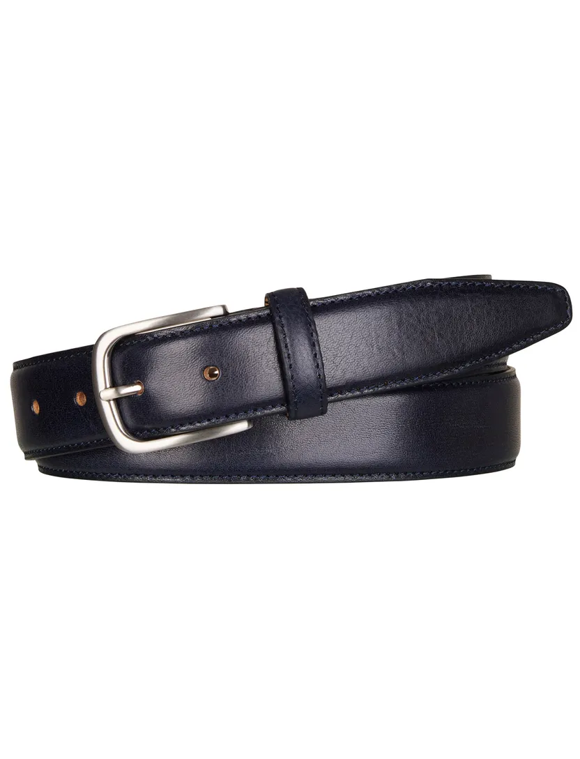 Profuomo riem donkerblauw kalfsleder doorgestikt