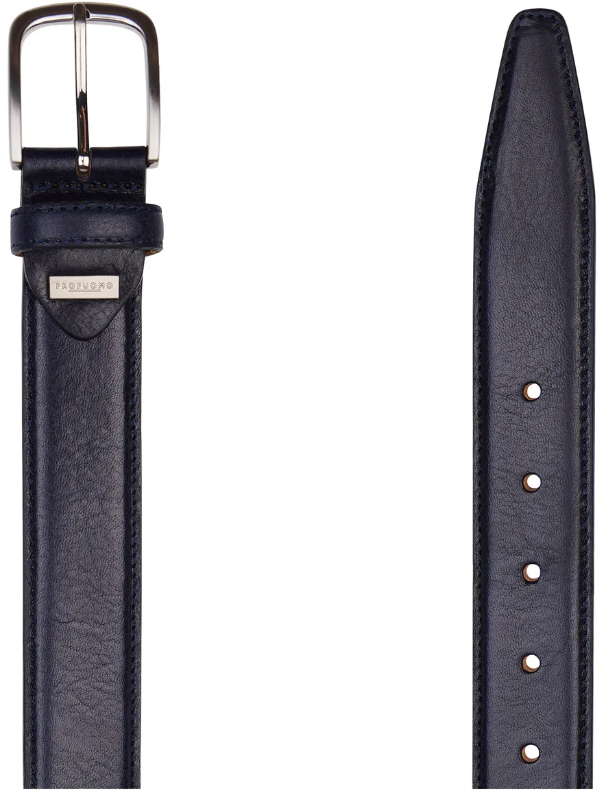 Profuomo herenriem navy blue calf leather