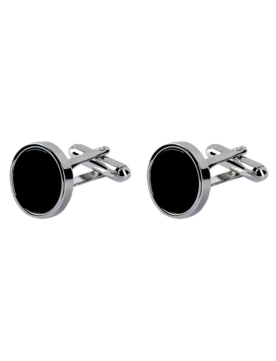 Profuomo manchetknopen rond zwarte onyx